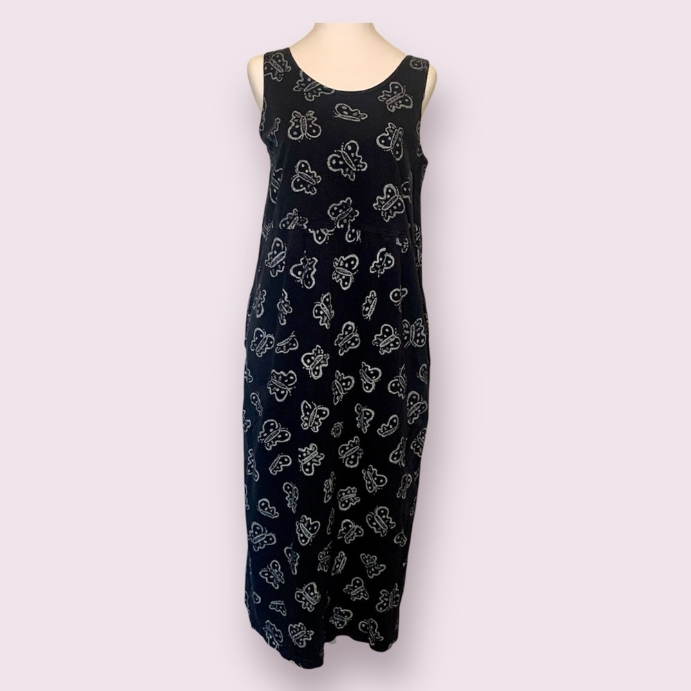 fresh produce Black Maxi Dress with White Paisley Print